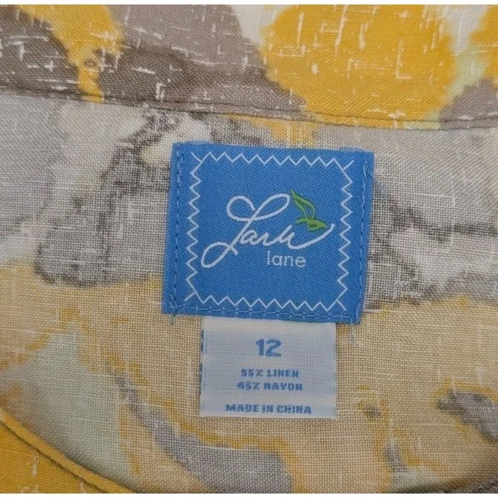 Lark Lane Women's Size 12 Jacket Linen Blend Snap Front Closure Snap Tab Sleeves